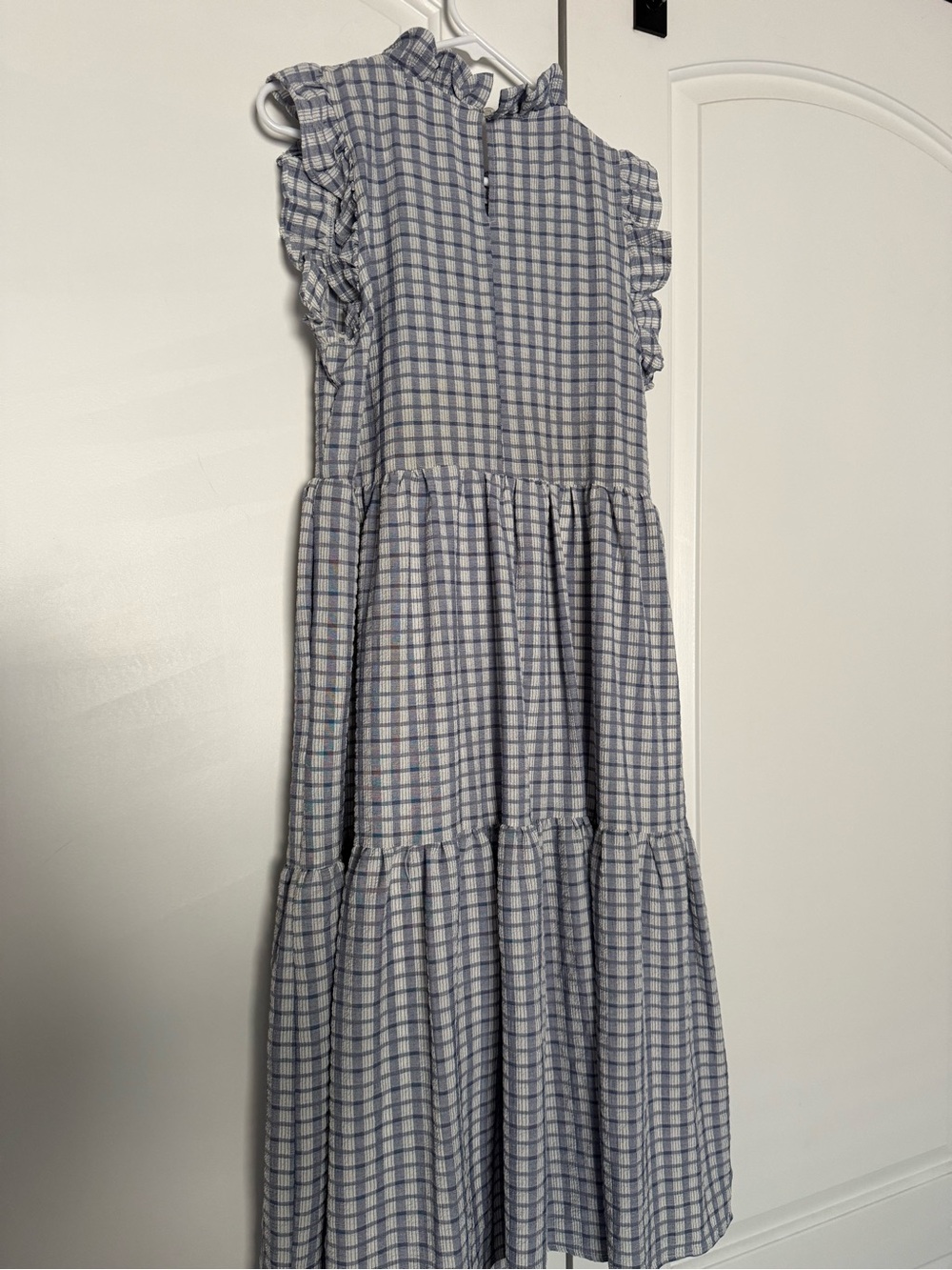 Carly Jean Los Angeles Blue Check Ruffle Midi Dress - Picture 2 of 2